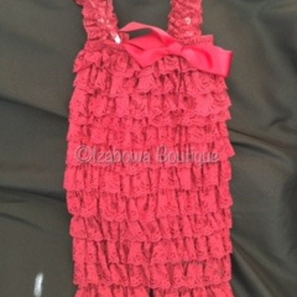 ***** Burgundy Lace Romper  BURG   Large 2T-3T  NWT Boutique